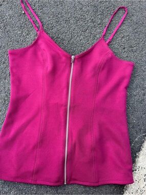 Express Magenta Zip-Front Cami Tank
